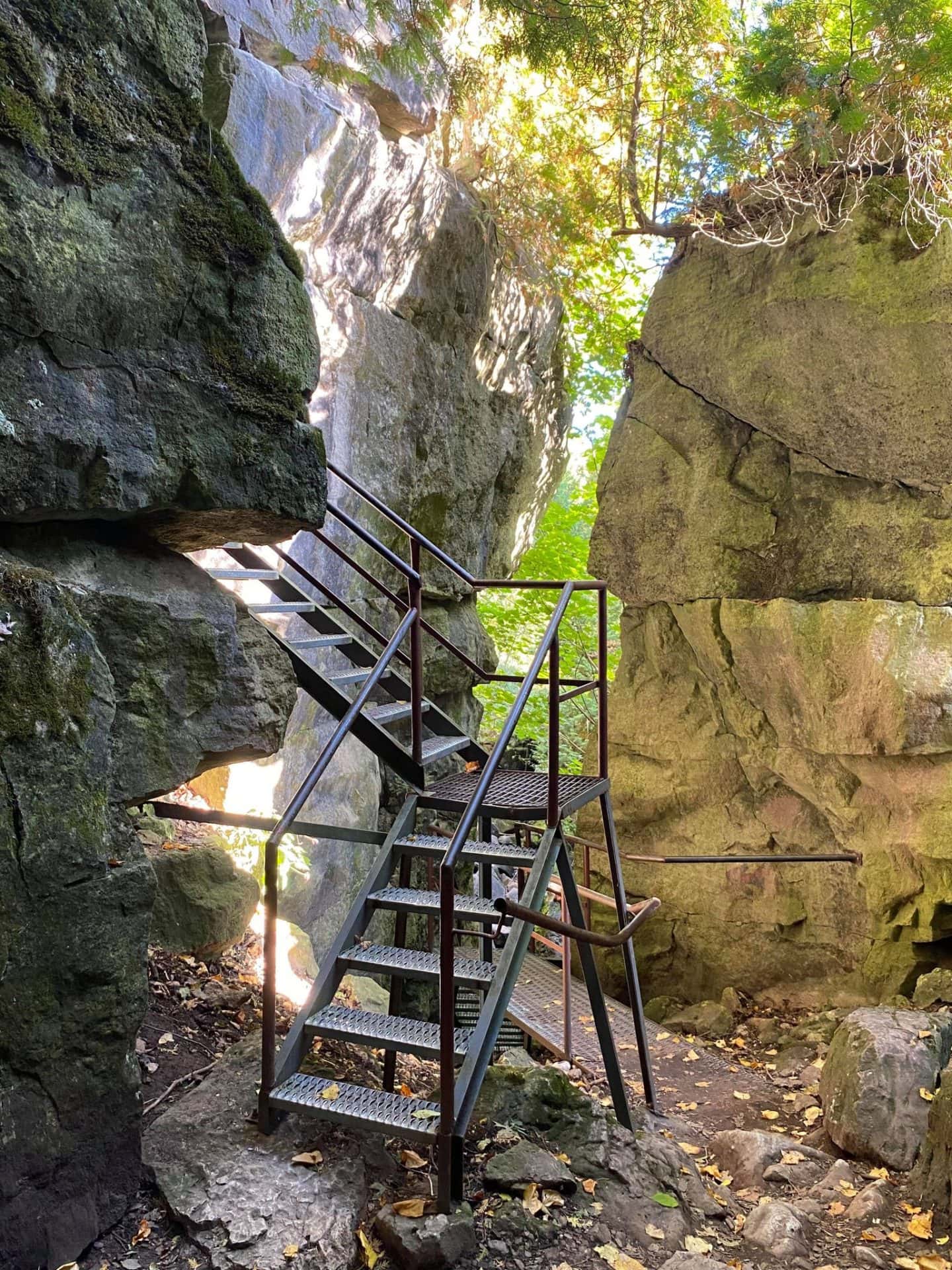 Staircase into caves