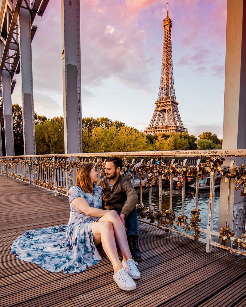 Eiffel tower in the early morning from bridge