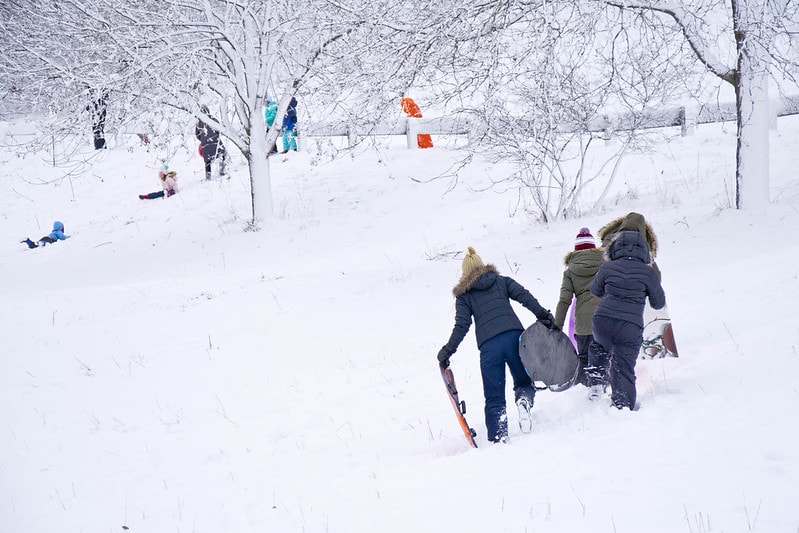 sledding in the Niagara Region