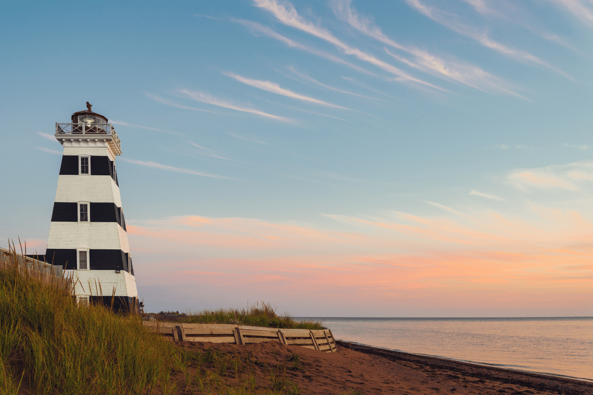 west point lighthouse sunset